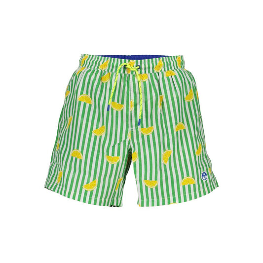 North Sails Green Polyester Swimwear with pattern, elastic waist, interior slip, and pockets