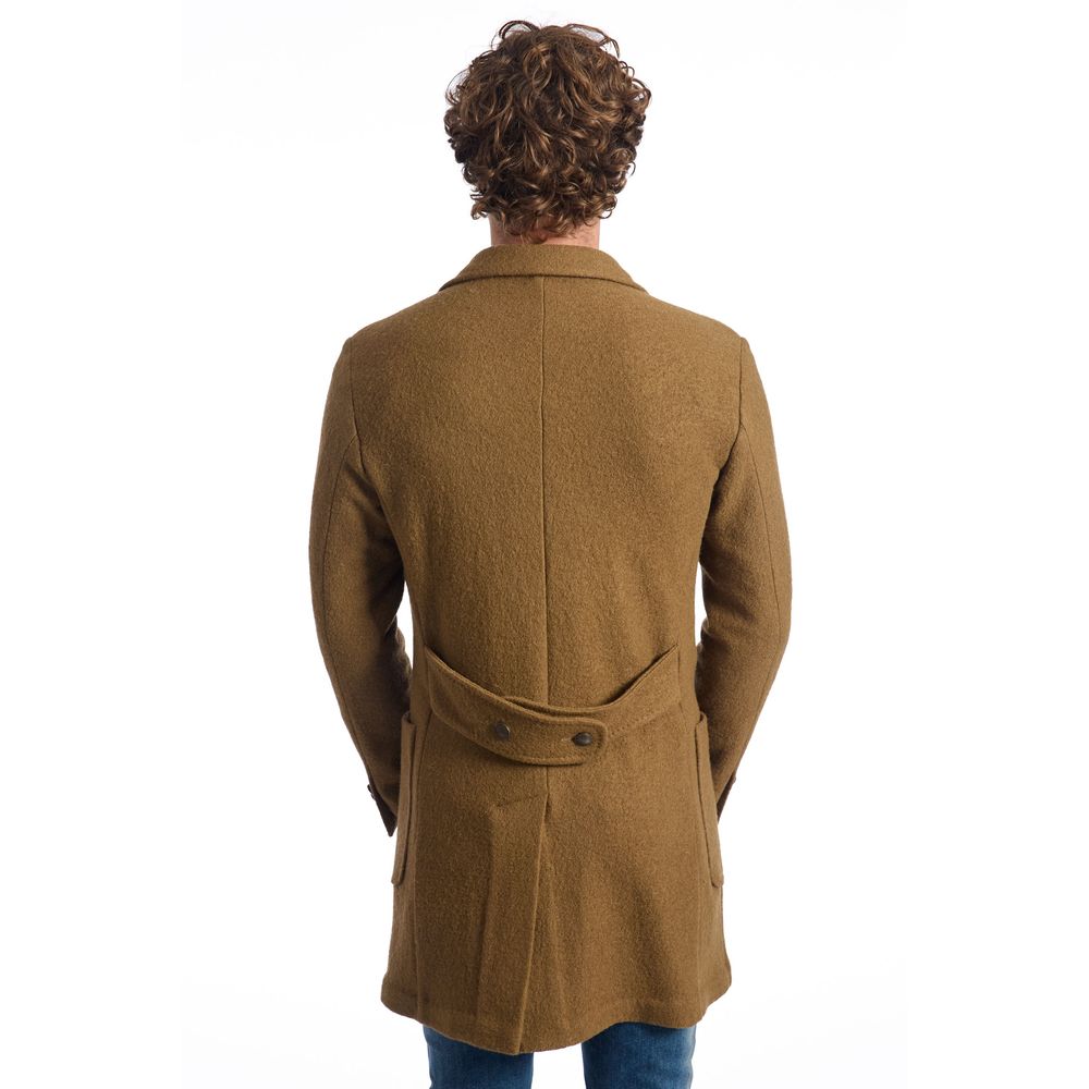 Roberto Pepe Luxury Brown Wool Coat
