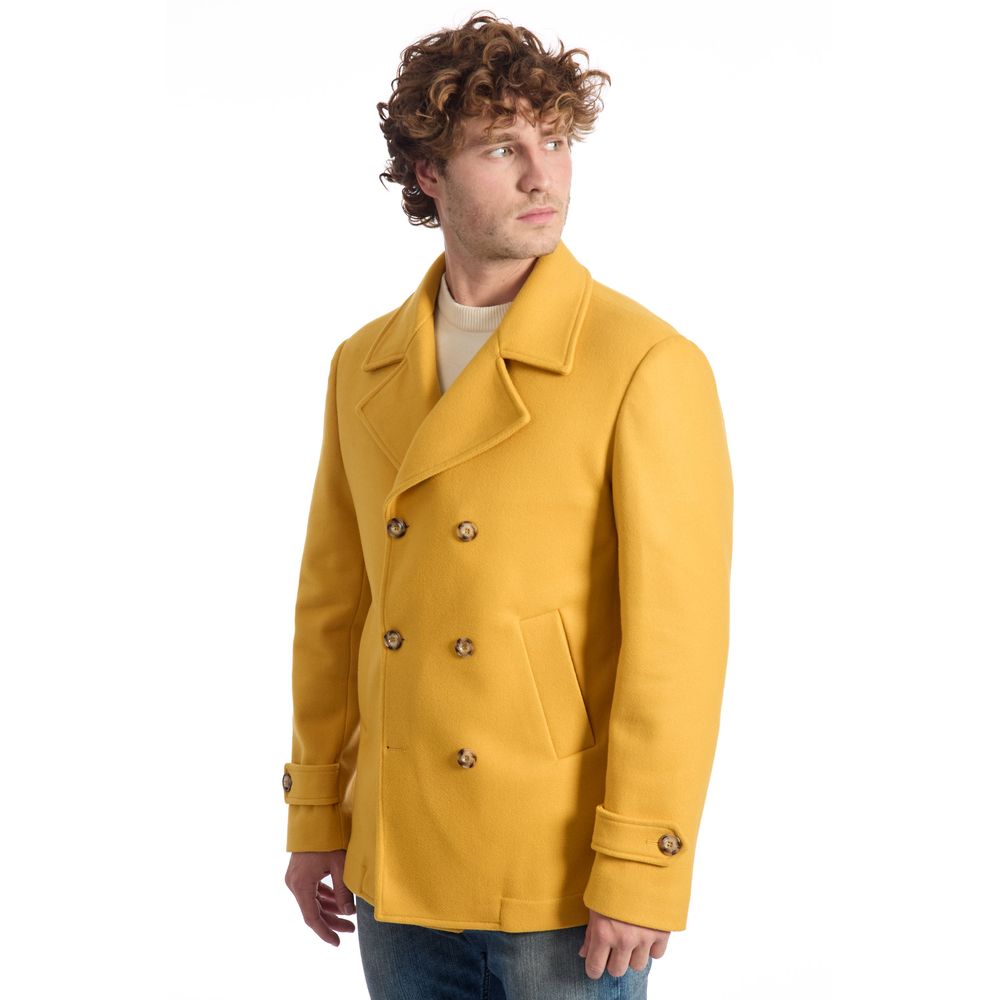 Roberto Pepe Luxury Yellow Wool Coat