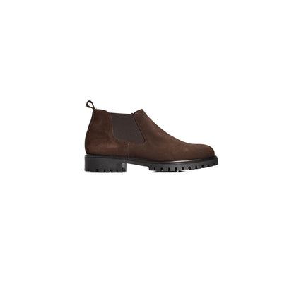 Roberto Pepe Luxury Brown Calfskin Men Boot - Italian-made, real leather, elegant ankle boot with durable rubber sole and elastic sides.