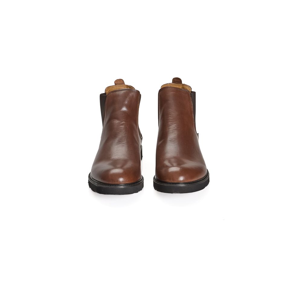 Roberto Pepe Luxury Brown Calfskin Men Boot front view showcasing elegant Italian craftsmanship and style.