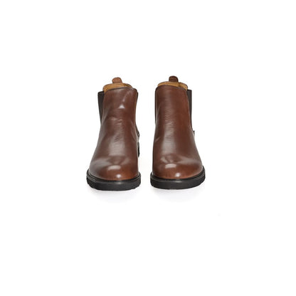 Roberto Pepe Luxury Brown Calfskin Men Boot front view showcasing elegant Italian craftsmanship and style.