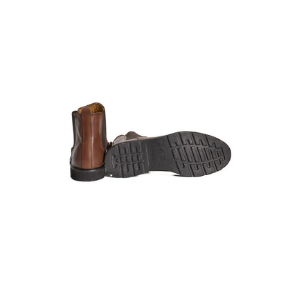 Roberto Pepe Luxury Brown Calfskin Men Boot with durable rubber sole and elastic inserts for style and comfort.