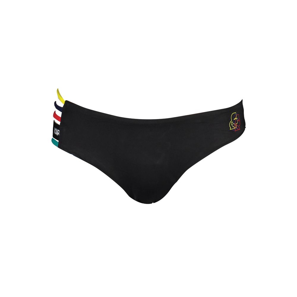 Karl Lagerfeld Black Elastane Swimwear with contrasting details and logo print