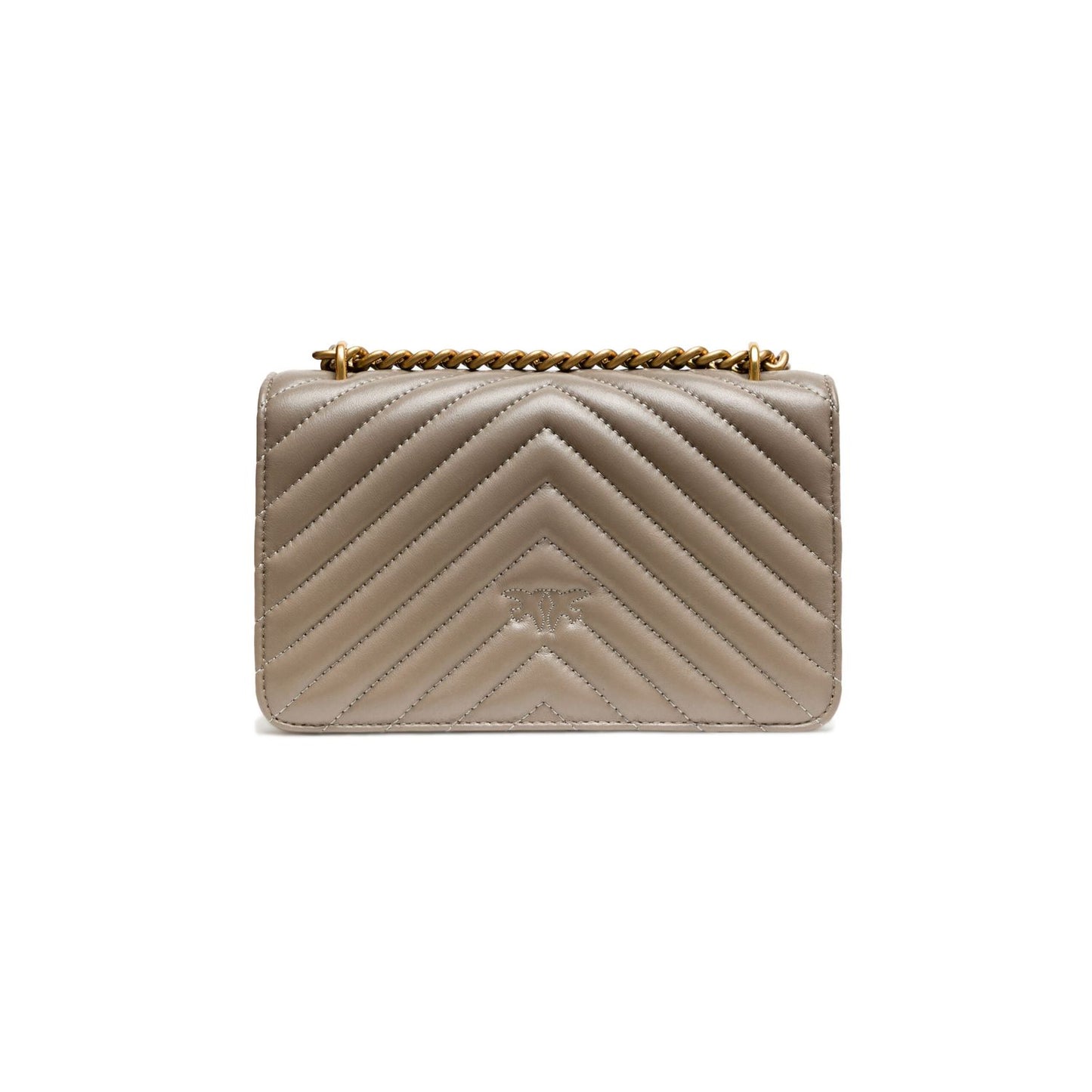 PINKO Grey Leather Love One Mini Shoulder Bag