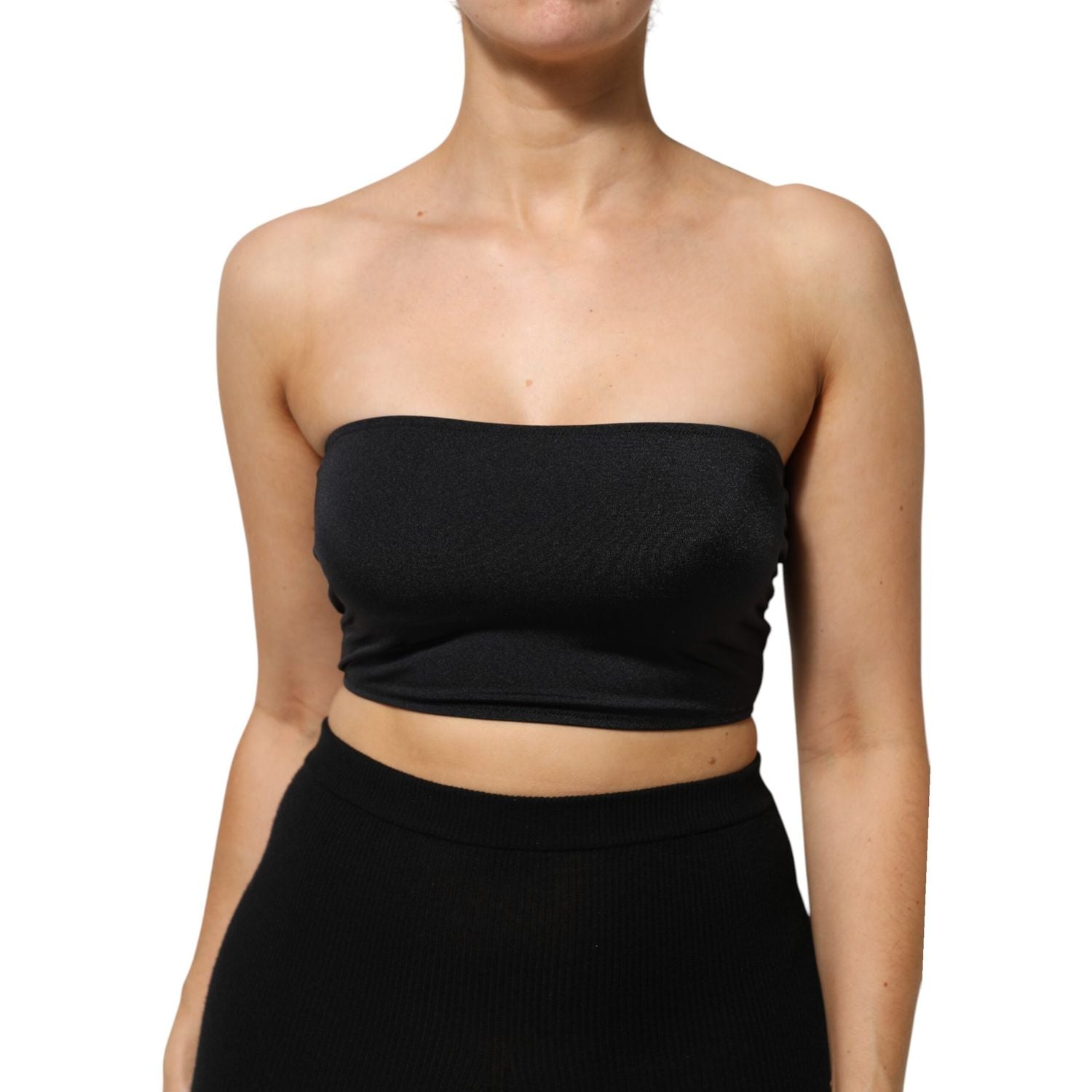 Dolce & Gabbana Black Nylon Blend Bandeau Strapless Tube Top