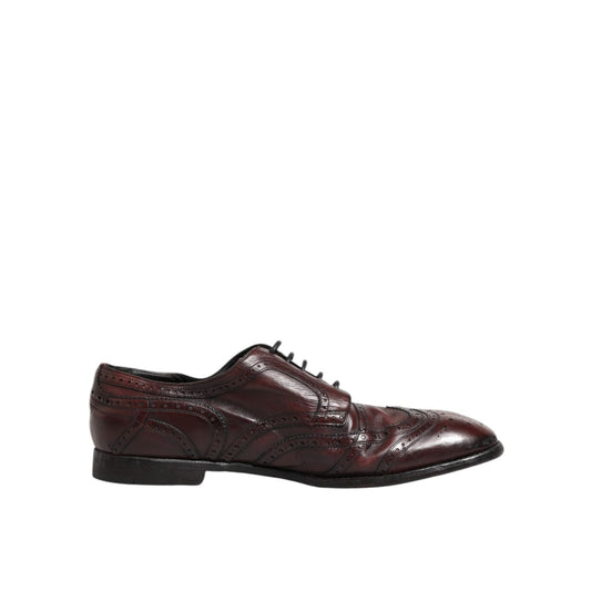 Dolce & Gabbana Bordeaux Leather Lace Up Dress Derby Shoes