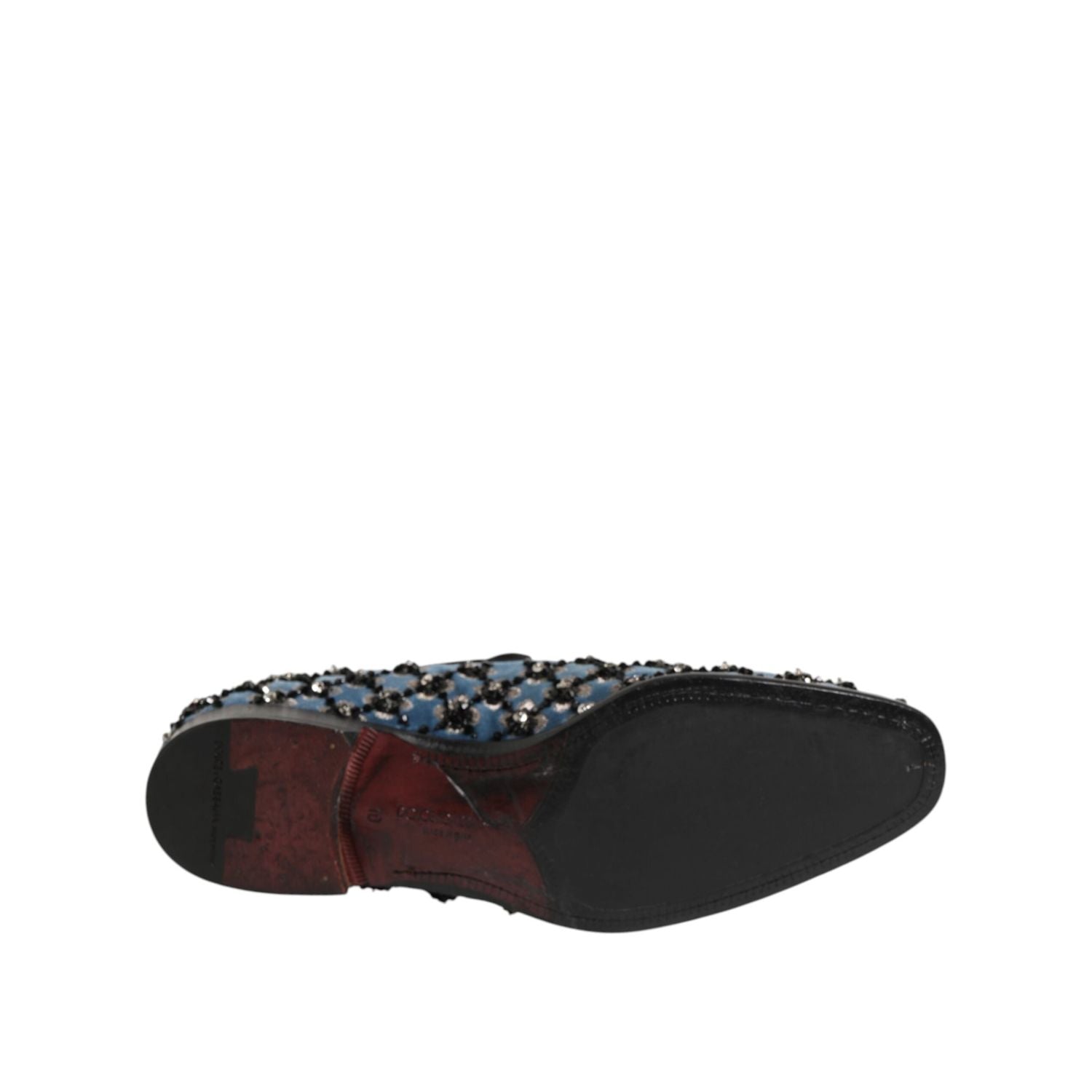 Dolce & Gabbana Blue Velvet Crystal Detailing Loafer Men Shoes