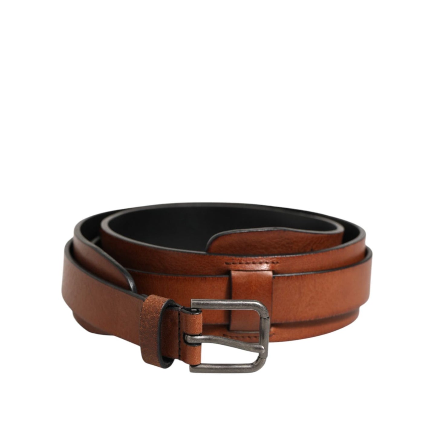 Dolce & Gabbana Brown Classic Gold Metal Logo Buckle Men  Belt