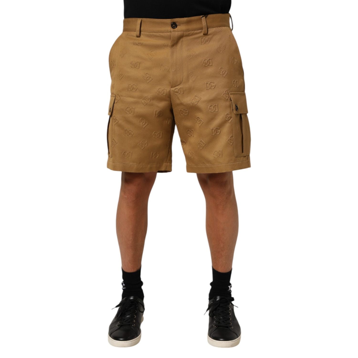 Dolce & Gabbana Brown Cotton Stretch Logo CargoBermuda Shorts