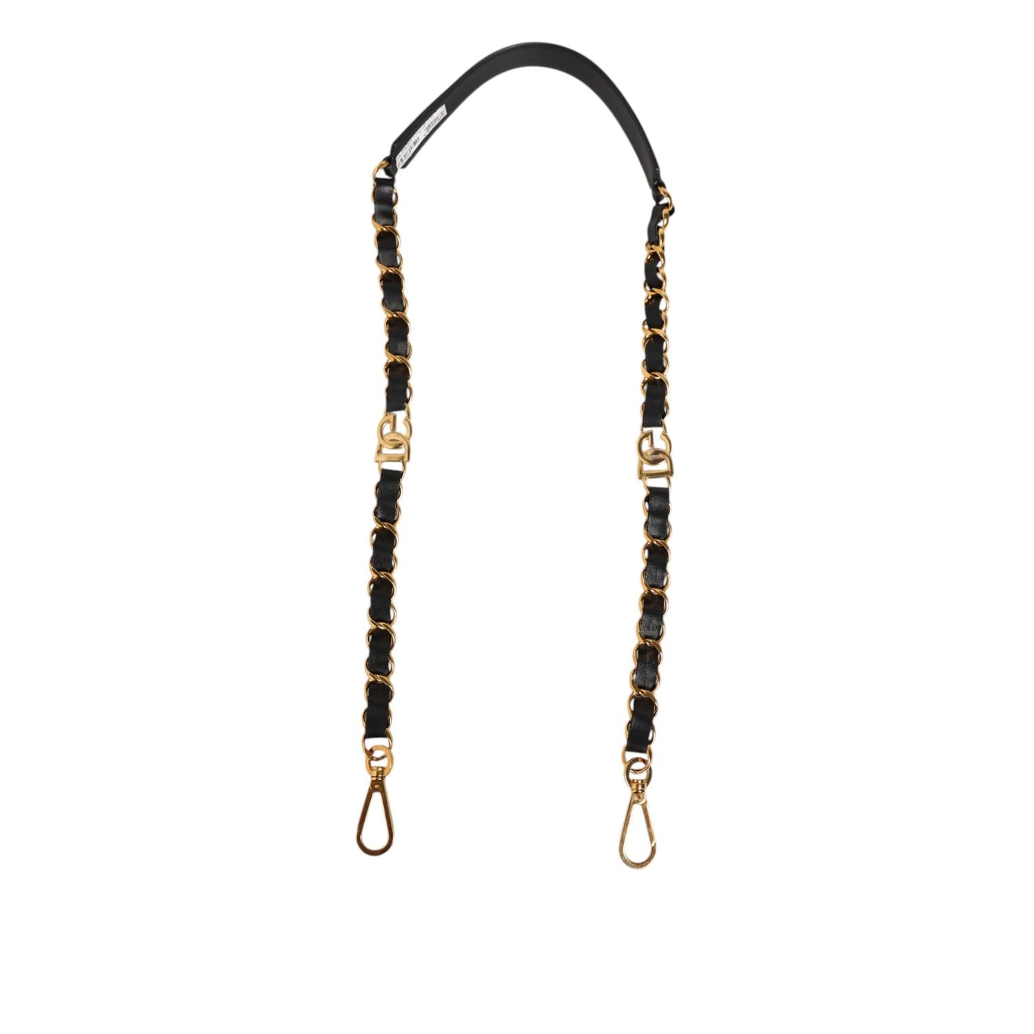 Dolce & Gabbana Black Leather Gold Chain Bag Accessory Shoulder Strap