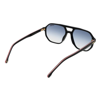 Carrera Black Acetate Sunglasses with blue gradient lenses and full-rim aviator design, offering 100% UVA & UVB protection.