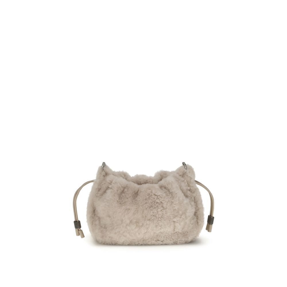 Brunello Cucinelli Gray Fur Shoulder Bag