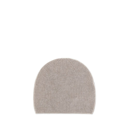 Loulou De Saison Beige Cashmere Beanie featuring ribbed texture for warmth and style in cold weather