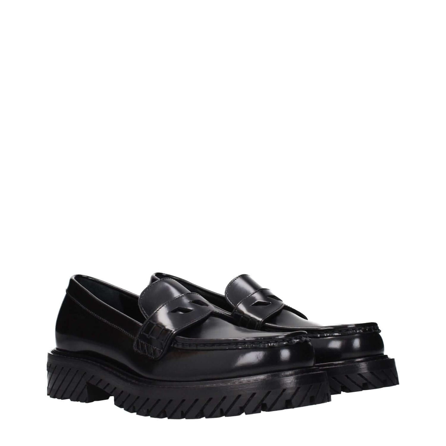 Off-White Black Leather Slip-On Loafers