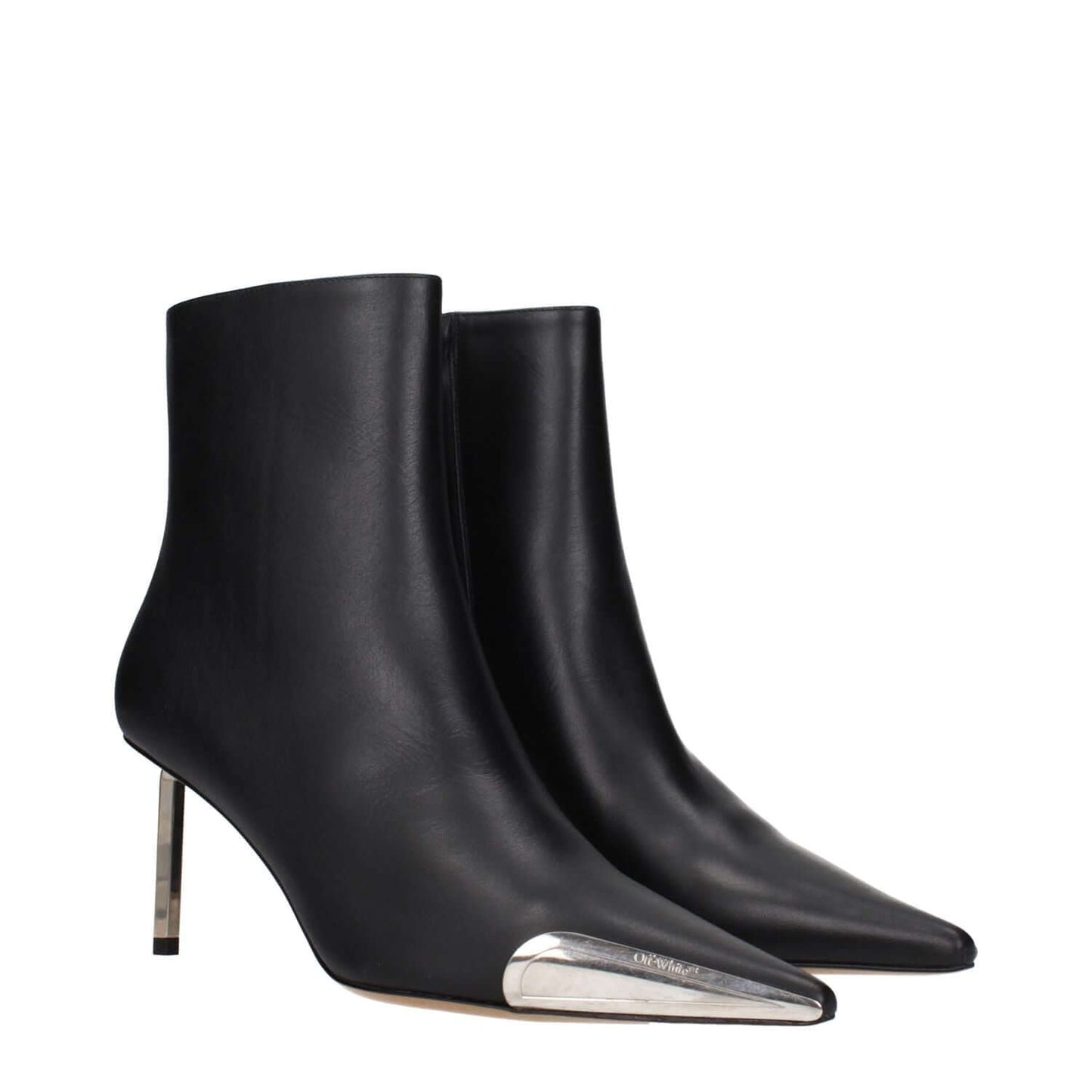 Off-White Black Leather Ankle Boots
