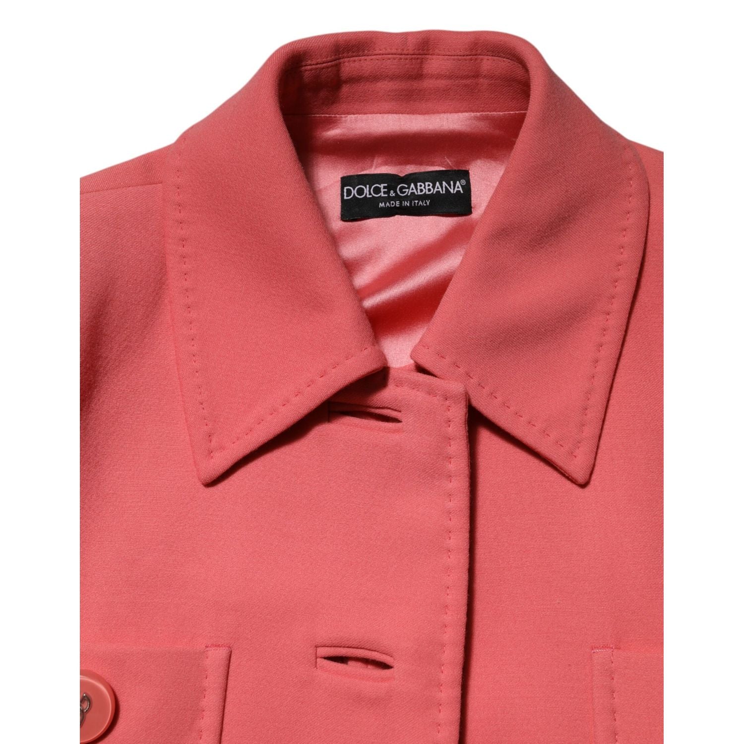 Dolce & Gabbana Pink Buttoned Down Trench Coat Jacket