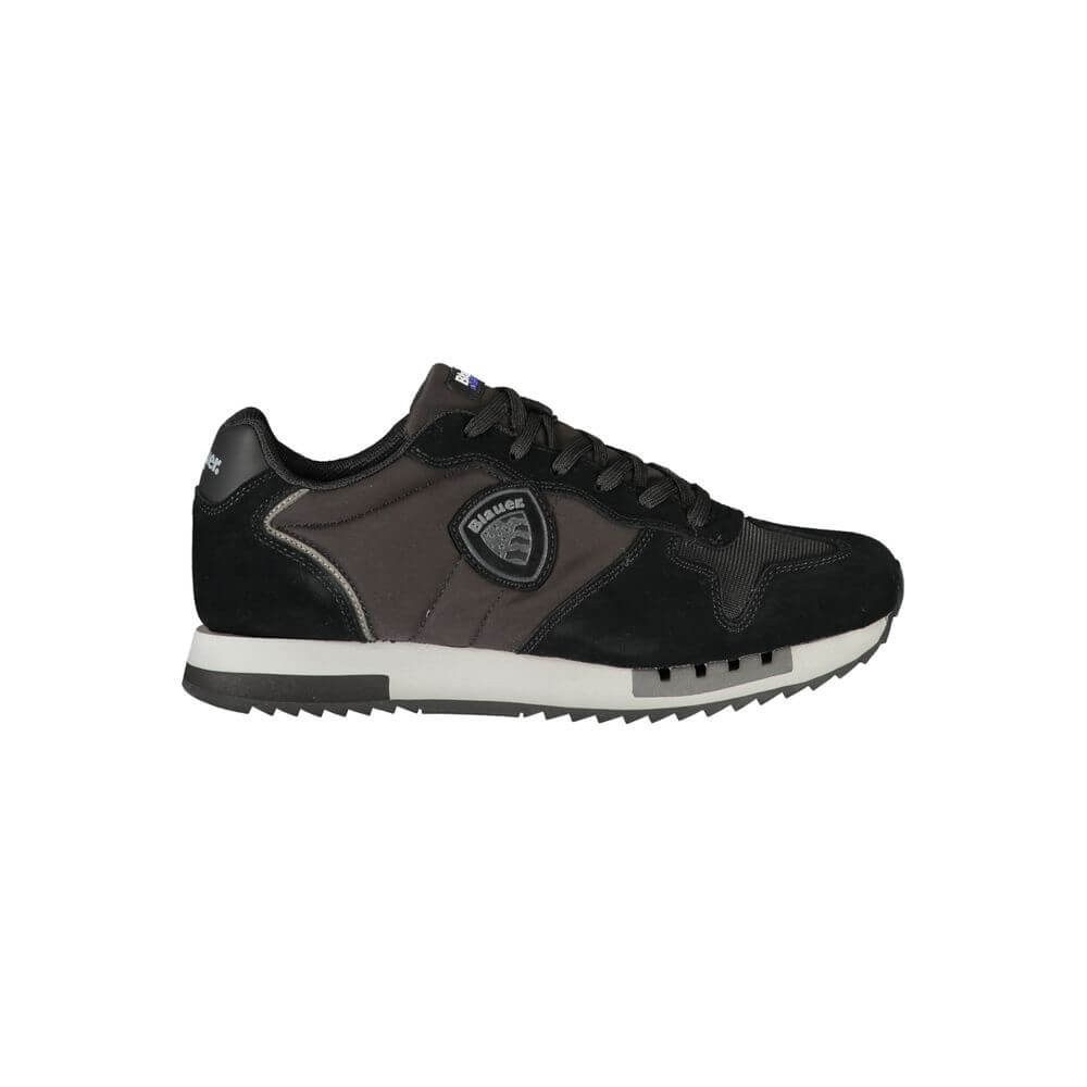 Blauer Black Leather Men Sneaker with sleek design and contrasting details, featuring removable footbed and Blauer logo.