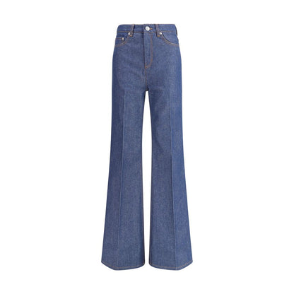 Ami Paris Blue Cotton Flared Jeans