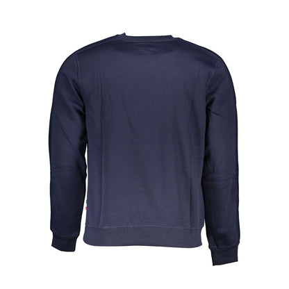 Gianmarco Venturi Blue Cotton Sweatshirt long-sleeved back view with crew neck and embroidered logo