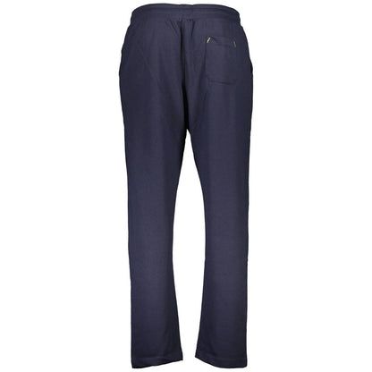 Gianmarco Venturi Blue Cotton Pant with elastic waist, three pockets, contrasting details, and embroidery logos.