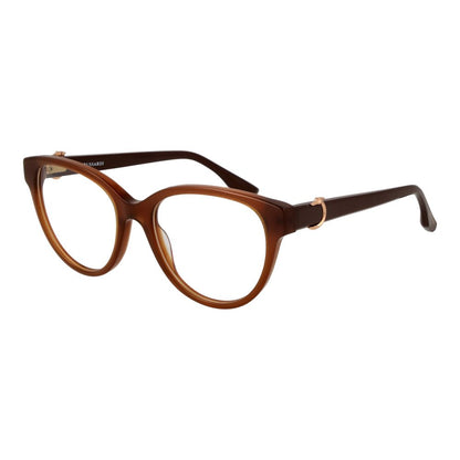 Trussardi Brown Acetate Glasses (Frames) for women with full-rim butterfly style and demo lenses.