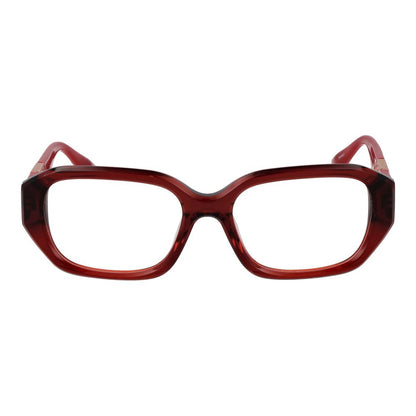 Trussardi Red Acetate Glasses (Frames) for women, full-rim red acetate frame, rectangle style, demo lenses, size 52-17-145, spring hinge.