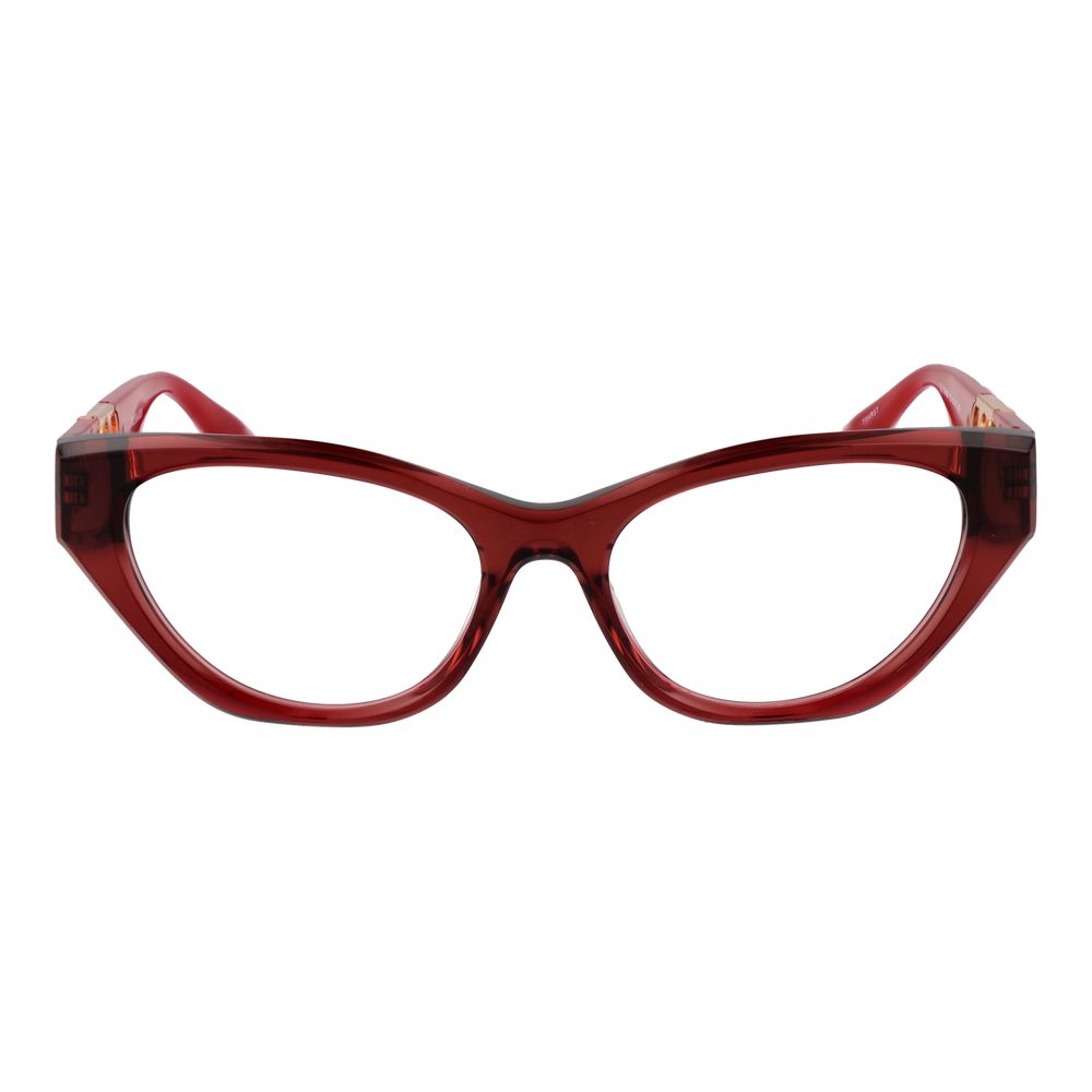 Front view of Trussardi Red Acetate Glasses (Frames) with cat eye shape, full-rim red acetate frame for women.