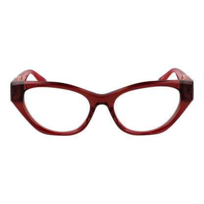 Front view of Trussardi Red Acetate Glasses (Frames) with cat eye shape, full-rim red acetate frame for women.