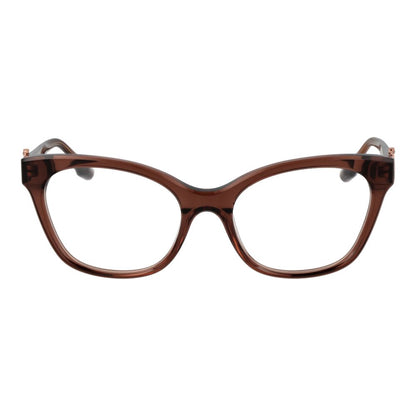 Trussardi Brown Acetate Glasses (Frames), full-rim cat eye design for women with demo plastic lenses.