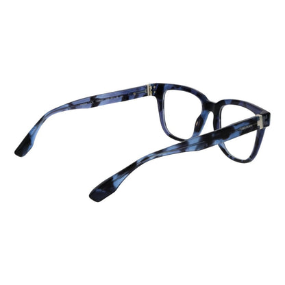 Trussardi Blue Acetate Glasses (Frames) full-rim square style for men with demo plastic lenses, featuring spring hinge and branded case.