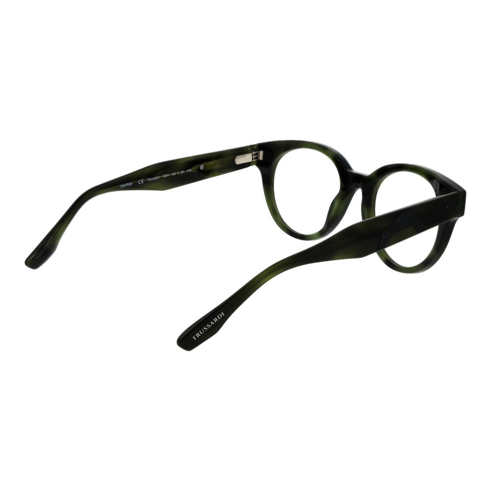 Trussardi Green Acetate Glasses (Frames) unisex full-rim green acetate with spring hinge, size 50-20-145, includes branded case.