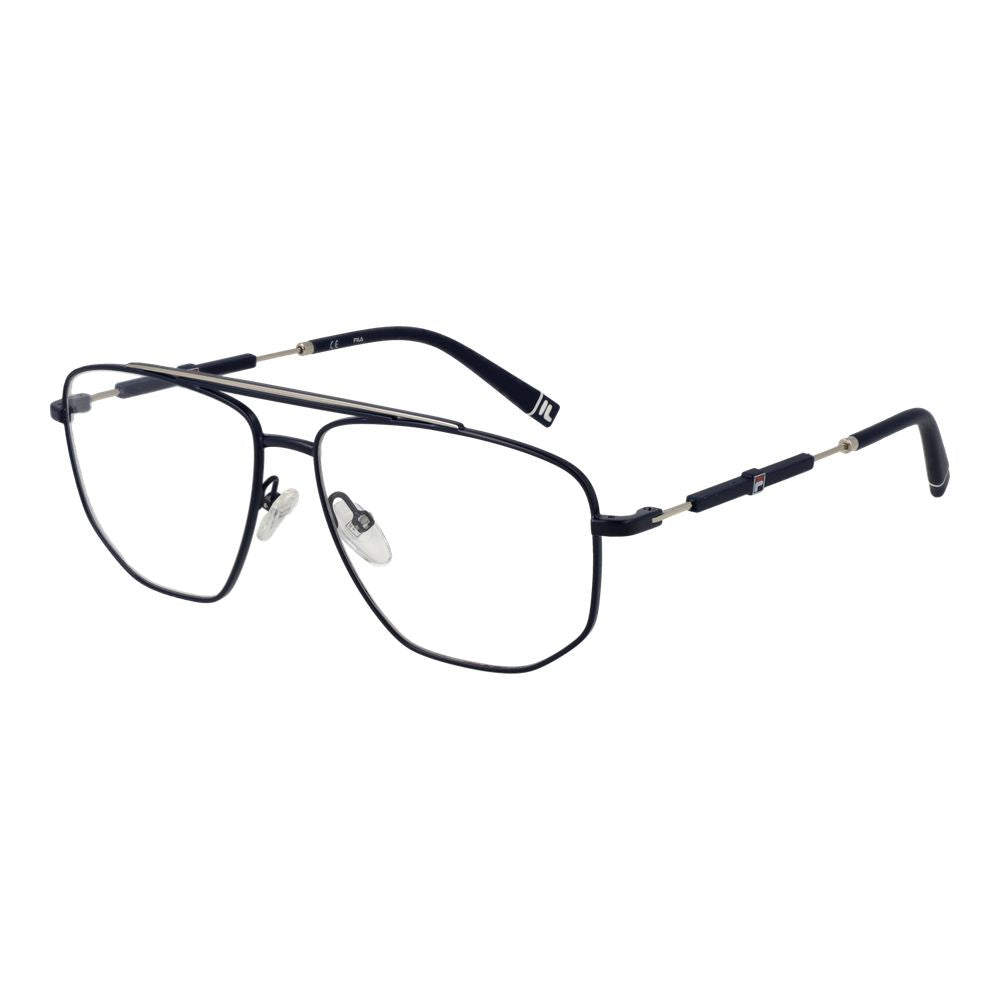 Fila Blue Stainless Steel Glasses (Frames) for men, aviator style, featuring full-rim blue frame and demo lenses.