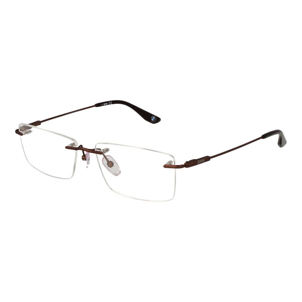 BMW Brown Titanium Glasses (Frames) for Men, Bottom-Rim Style, Brown Color, Titanium Material, includes Branded Case.