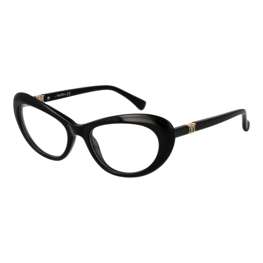 Max Mara Black Plastic Glasses (Frames) for women, full-rim butterfly style with demo lenses and 52-18-140 dimensions.