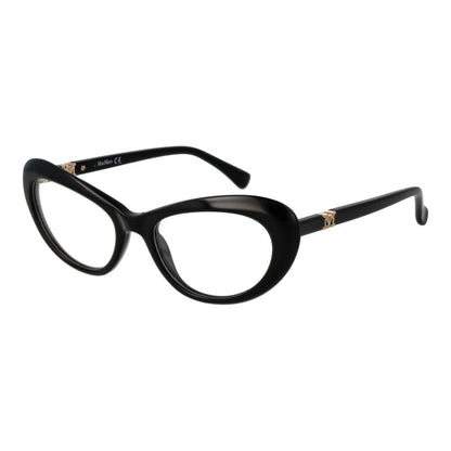 Max Mara Black Plastic Glasses (Frames) for women, full-rim butterfly style with demo lenses and 52-18-140 dimensions.