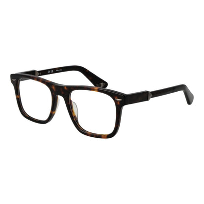 Police Brown Cellulose Acetate Glasses (Frames) full-rim square design with demo lenses, ideal for men, 52-20-145 size.