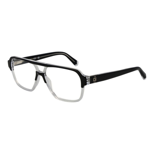 Guess Black Acetate Glasses (Frames) for men, full-rim aviator style with plastic demo lenses, includes branded case.