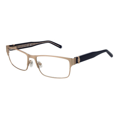 Guess Gold Metal Glasses (Frames) for men in a rectangle style with full-rim, gold metal frame and plastic demo lenses.