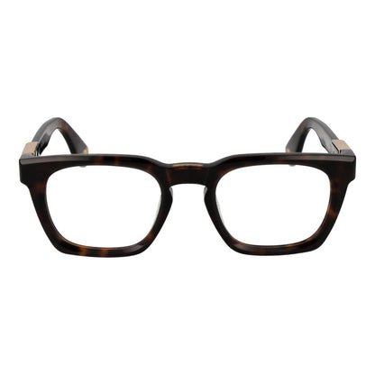 Police Brown Cellulose Acetate Glasses (Frames) for men with full-rim, square design and demo lenses, size 51-22-145.