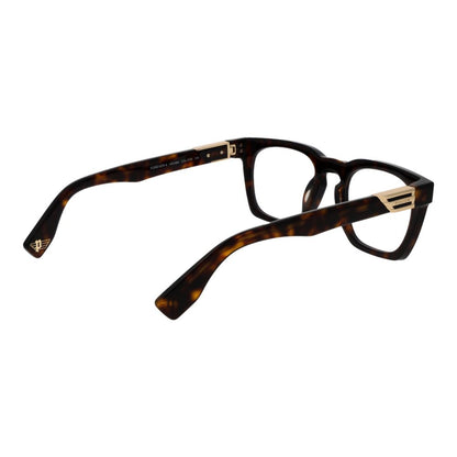 Police Brown Cellulose Acetate Glasses (Frames) in full-rim square style for men, with demo plastic lenses. Frame color and material: Brown Cellulose Acetate.