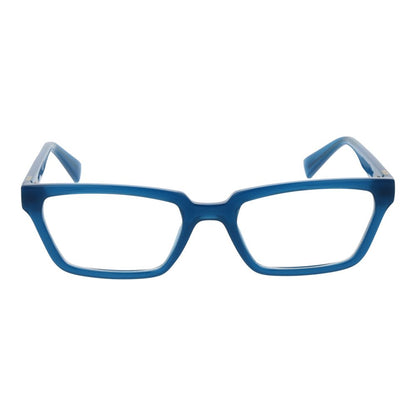 Guess Blue Plastic Glasses (Frames) rectangular full-rim unisex eyewear in blue with plastic frame and demo lenses, size 54-19-145.
