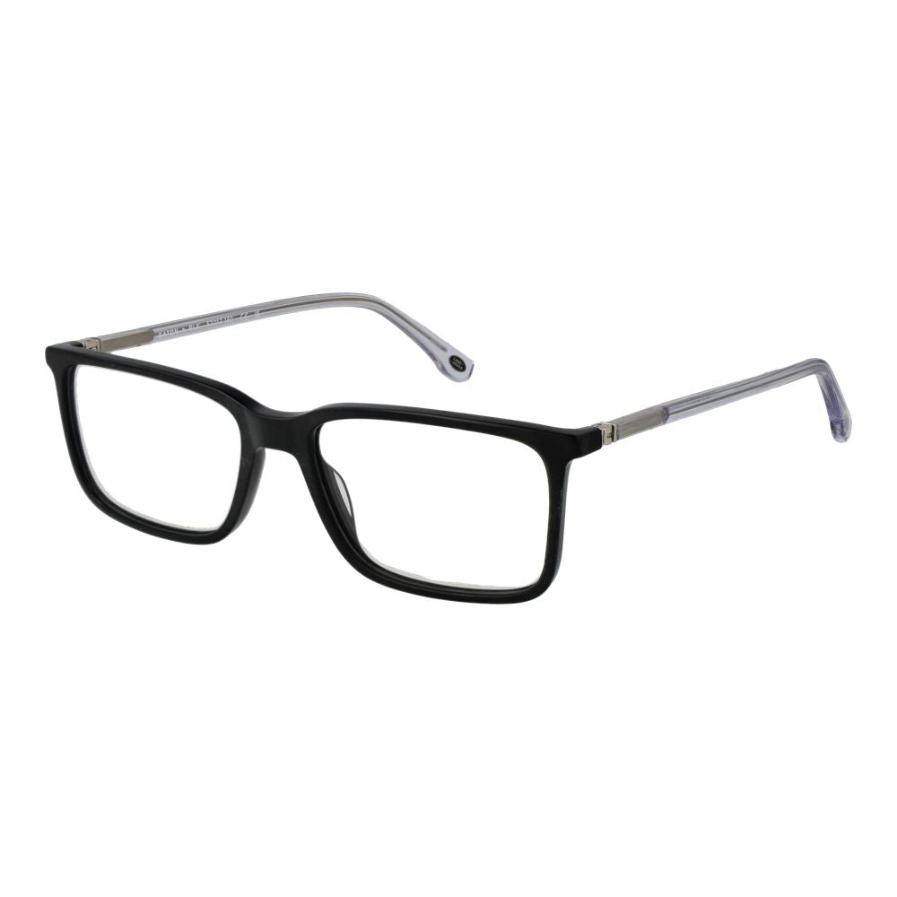 Land Rover Black Acetate Glasses (Frames) full-rim rectangle style for men, black acetate frame with spring hinge, includes branded case.