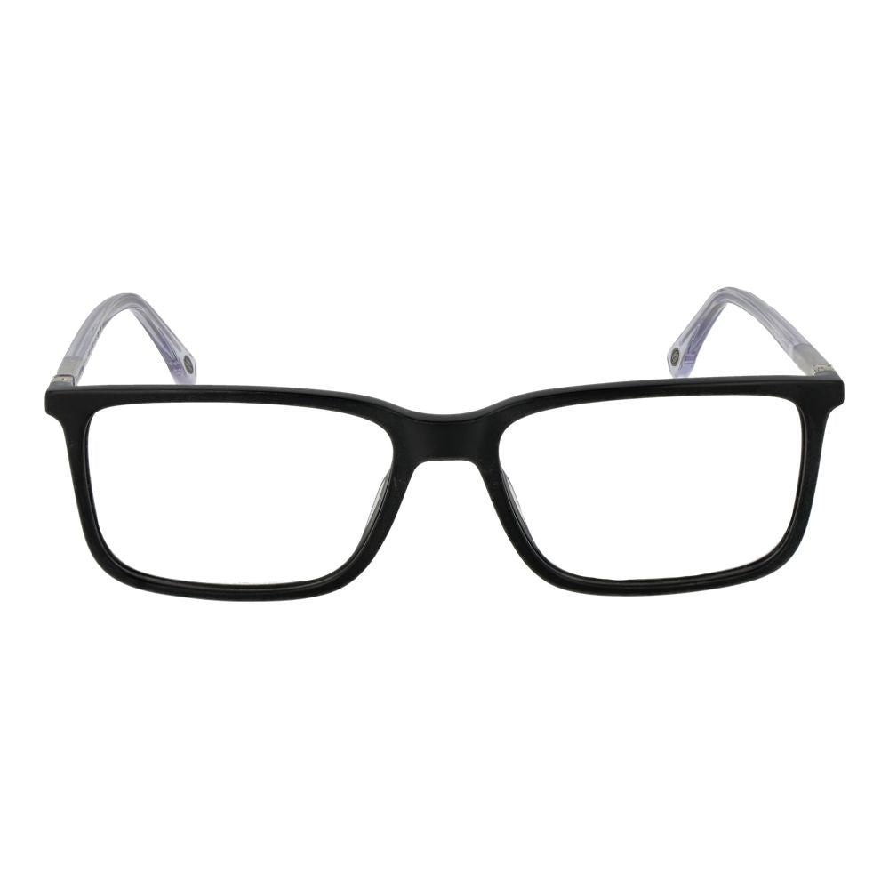 Land Rover Black Acetate Glasses (Frames) for men with full-rim rectangle style, 57mm lens width, and spring hinges.