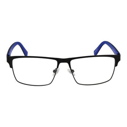 Guess Black Metal Glasses (Frames) full-rim rectangle style with black metal frame and demo lenses, for men, size 57-15-145.