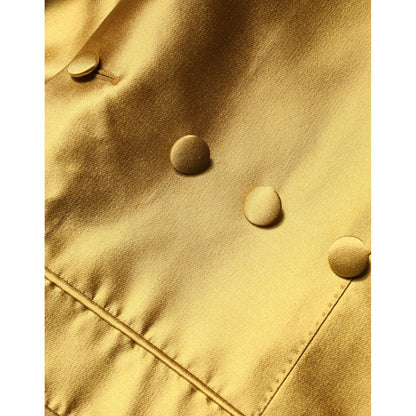 جاكيت بليزر بأكمام طويلة من الساتان الذهبي من دولتشي آند غابانا