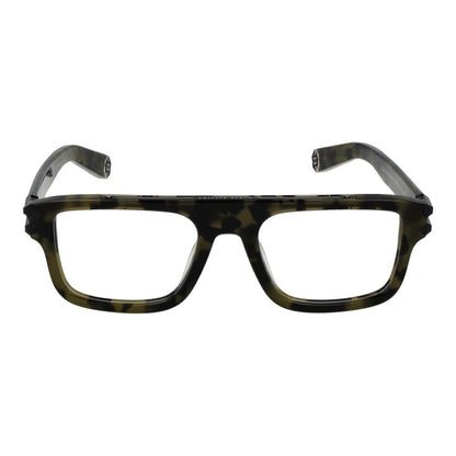 Square style Philipp Plein Green Titanium Glasses (Frames) for men, full-rim design, with green titanium frame and demo plastic lenses.