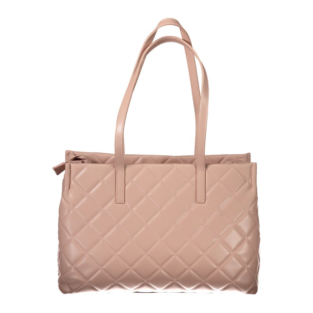 Mario Valentino Pink Polyethylene Handbag with 2 handles, laptop compartment, central pocket, contrasting details, zip closure, and logo.