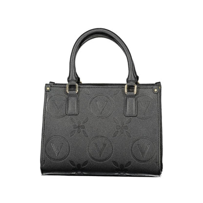 Mario Valentino Black Polyethylene Handbag with handles and straps, features logo, zip closure, and internal pockets.