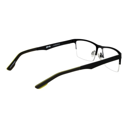 Spy Black Plastic Glasses (Frames) with half-rim style, black color, and rectangle shape, featuring a spring hinge and demo lenses.
